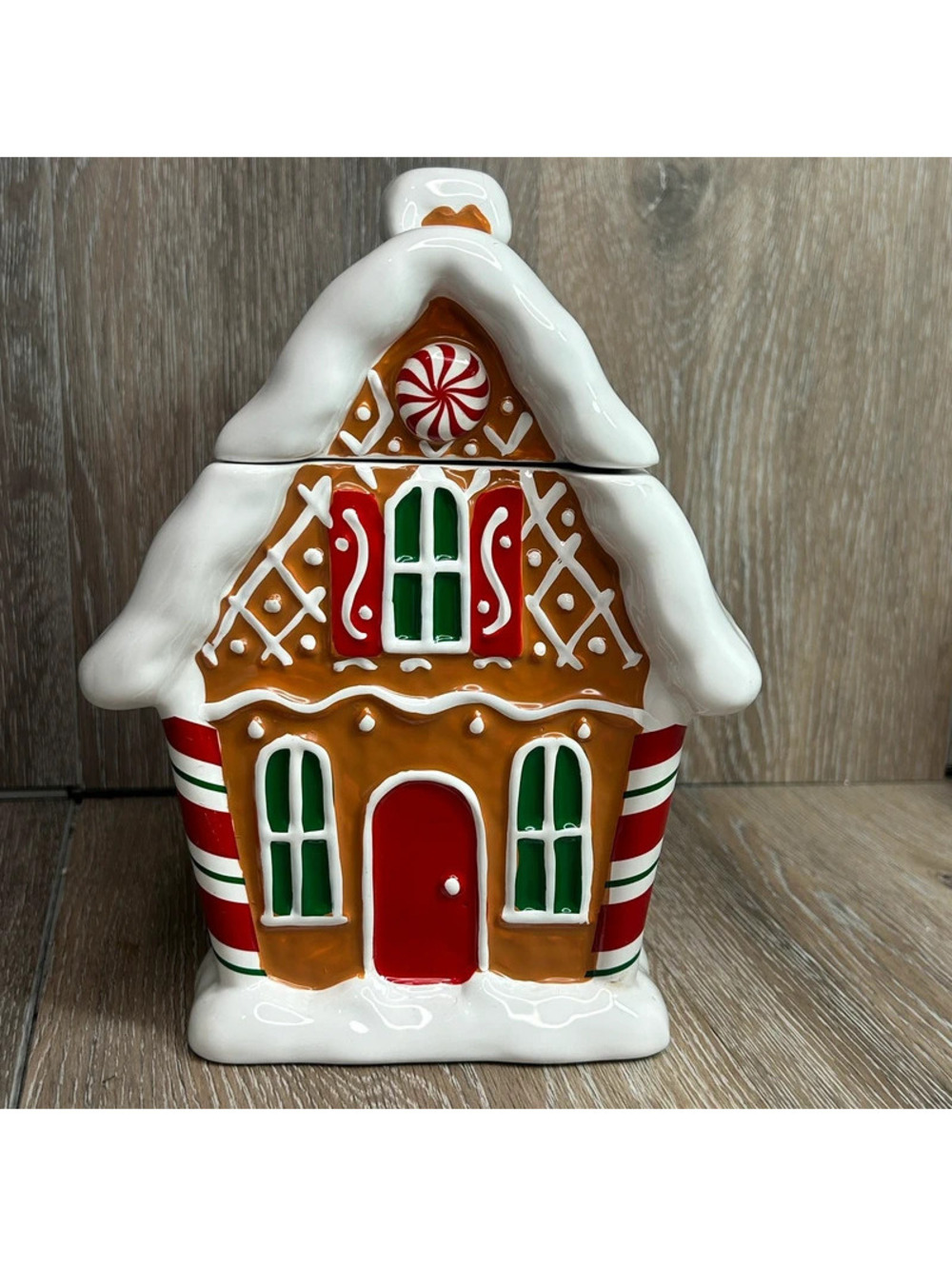 Teleflora Gift Gingerbread House Cookie Jar Ceramic Christmas Village Decor